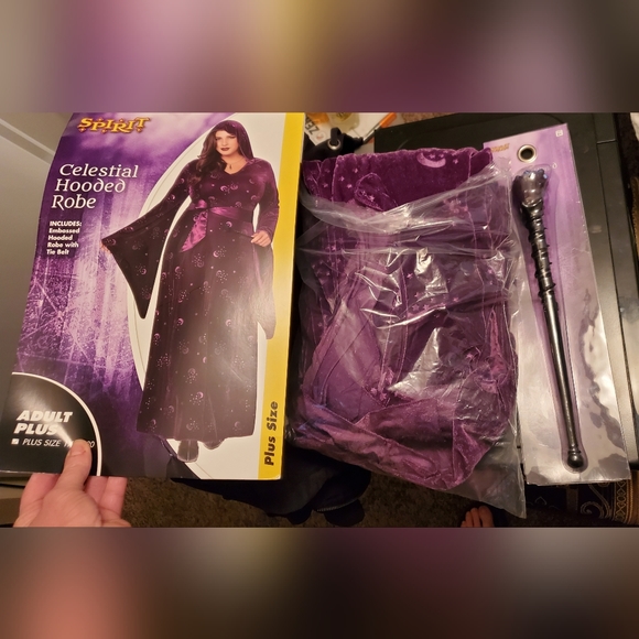 Hooded Celestial Cloak w/ sash & Rainbow Wand Halloween Costume 1X